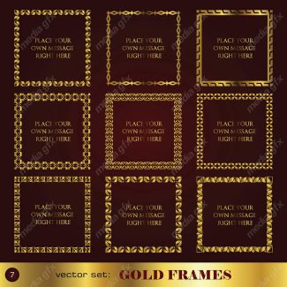 وکتور کادر و حاشیه، جدا کننده و عناصر تزئینی طلایی اسلیمی MV001745