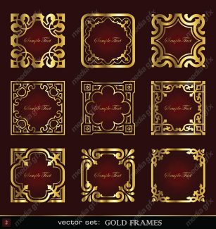 وکتور کادر و حاشیه، جدا کننده و عناصر تزئینی طلایی اسلیمی MV001746