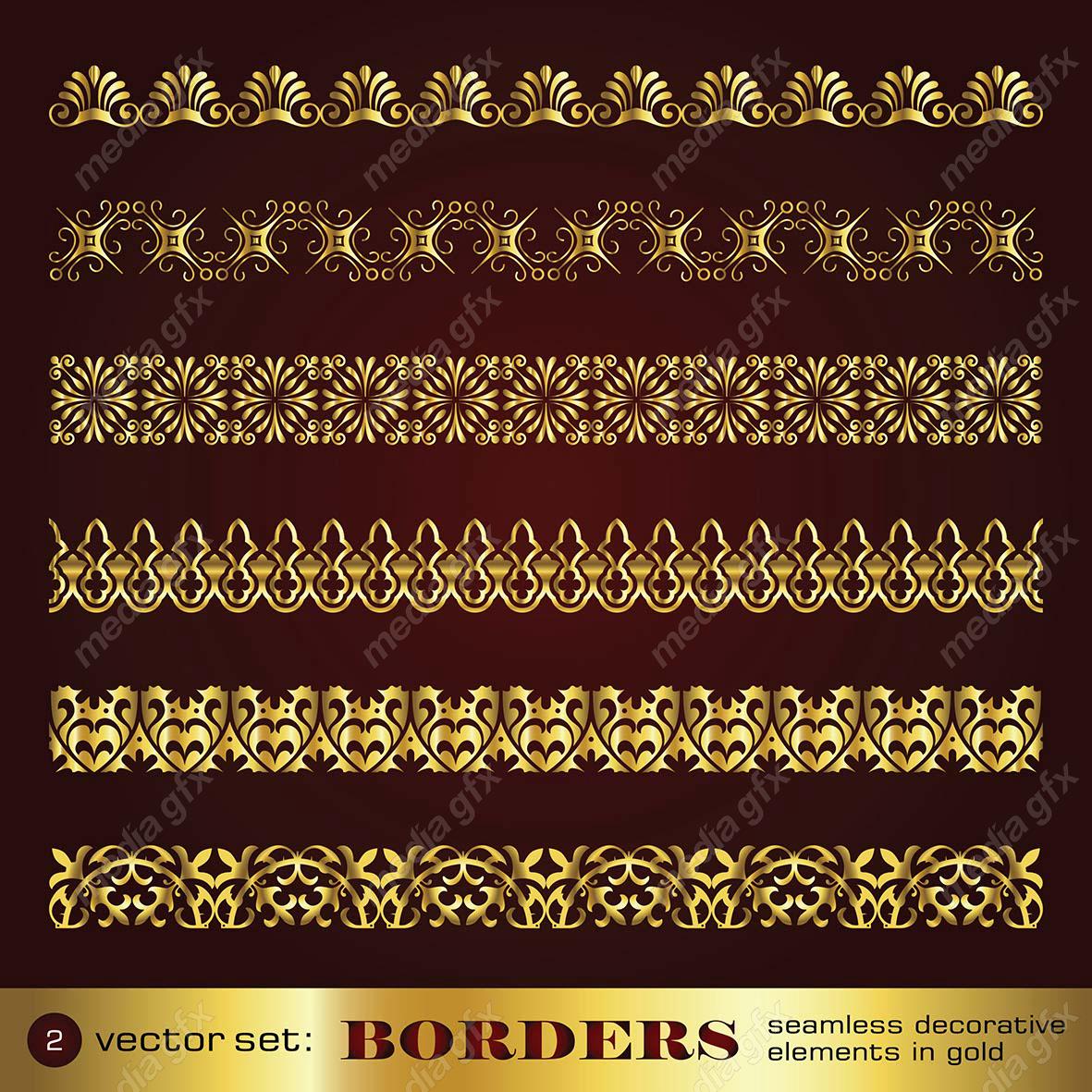 وکتور کادر و حاشیه، جدا کننده و عناصر تزئینی طلایی اسلیمی MV001747