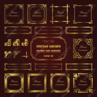 وکتور کادر و حاشیه، جدا کننده و عناصر تزئینی طلایی اسلیمی MV001748