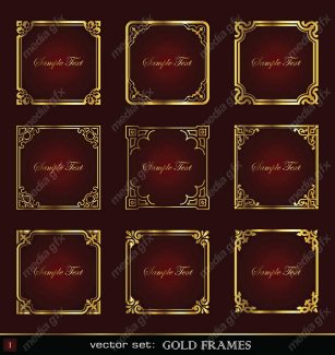 وکتور کادر و حاشیه، جدا کننده و عناصر تزئینی طلایی اسلیمی MV001749