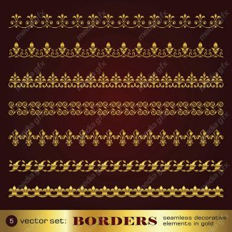 وکتور کادر و حاشیه، جدا کننده و عناصر تزئینی طلایی اسلیمی MV001751