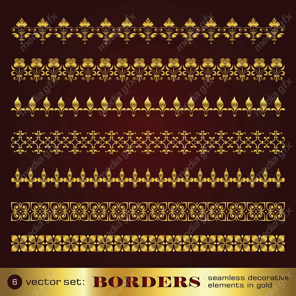 وکتور کادر و حاشیه، جدا کننده و عناصر تزئینی طلایی اسلیمی MV001752