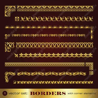 وکتور کادر و حاشیه، جدا کننده و عناصر تزئینی طلایی اسلیمی MV001757
