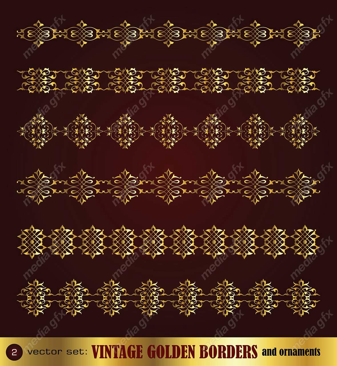 وکتور کادر و حاشیه، جدا کننده و عناصر تزئینی طلایی اسلیمی MV001767