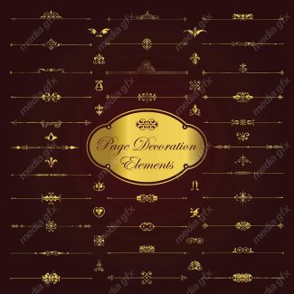 وکتور کادر و حاشیه، جدا کننده و عناصر تزئینی طلایی اسلیمی MV001768