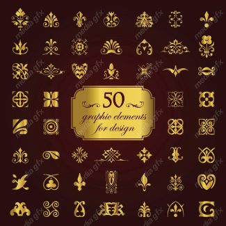 وکتور کادر و حاشیه، جدا کننده و عناصر تزئینی طلایی اسلیمی MV001769