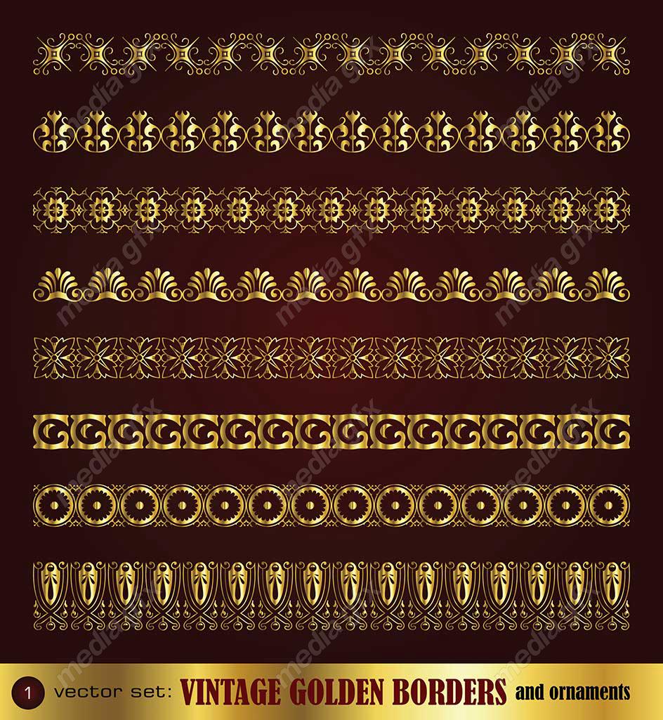 وکتور کادر و حاشیه، جدا کننده و عناصر تزئینی طلایی اسلیمی MV001771