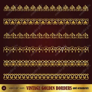 وکتور کادر و حاشیه، جدا کننده و عناصر تزئینی طلایی اسلیمی MV001772