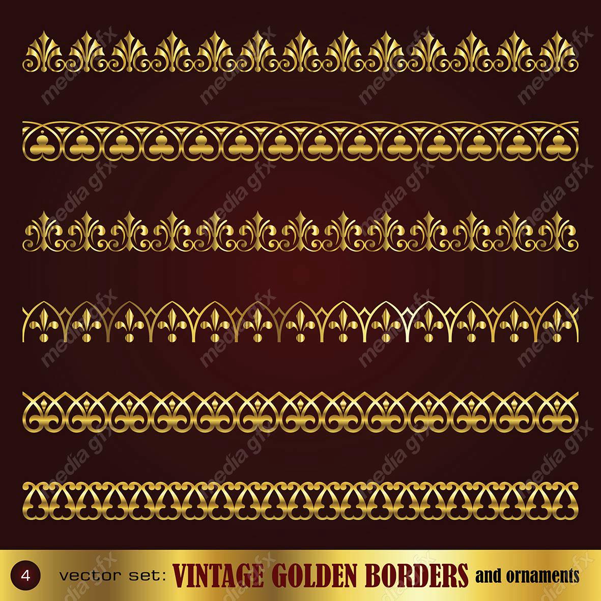 وکتور کادر و حاشیه، جدا کننده و عناصر تزئینی طلایی اسلیمی MV001772