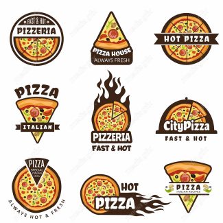 وکتور ست طرح لوگوی پیتزا و فست فود متنوع و جذاب MV001779