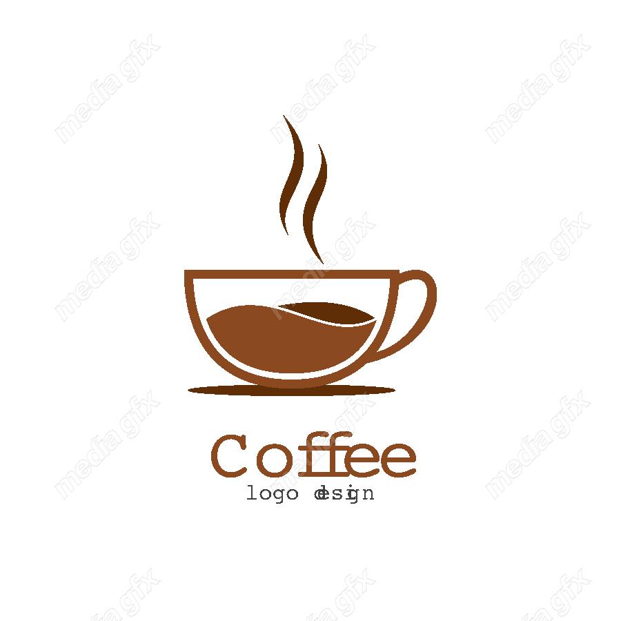 وکتور طرح لوگوی فنجان قهوه و چای و دانه ی قهوه MV001783