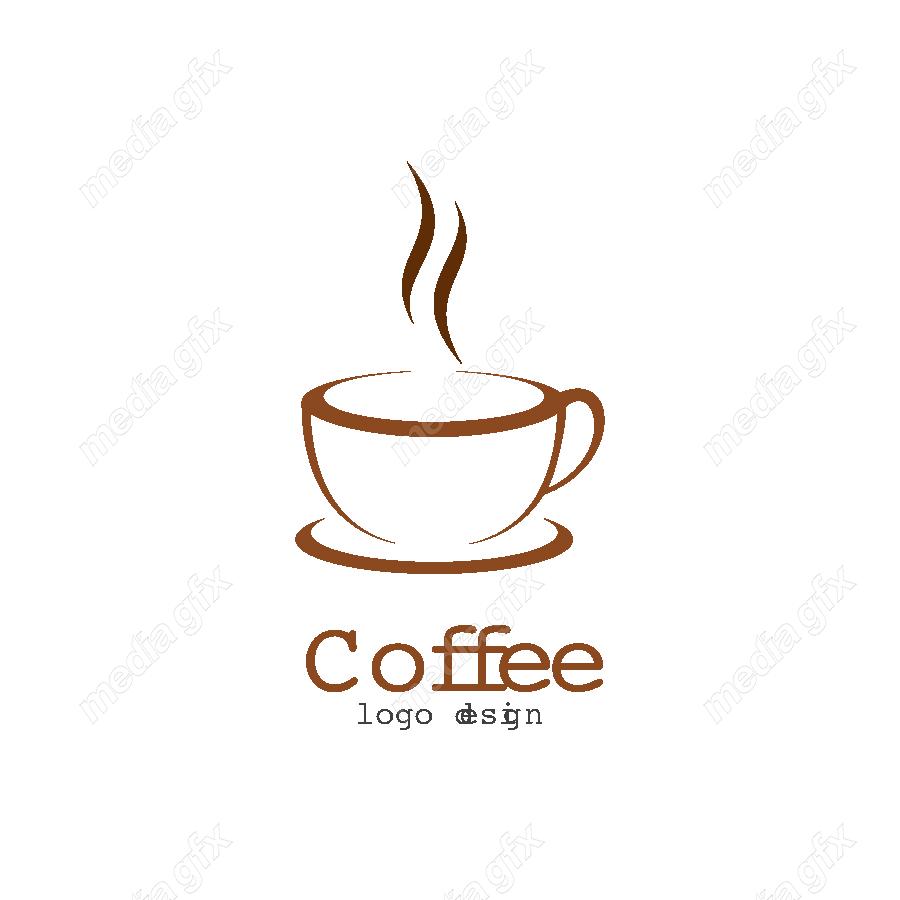 وکتور طرح لوگوی فنجان قهوه و چای و دانه ی قهوه MV001787