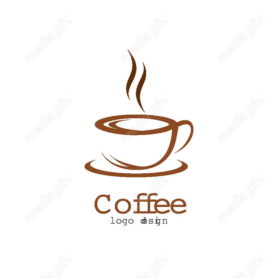 وکتور طرح لوگوی فنجان قهوه و چای و دانه ی قهوه MV001788