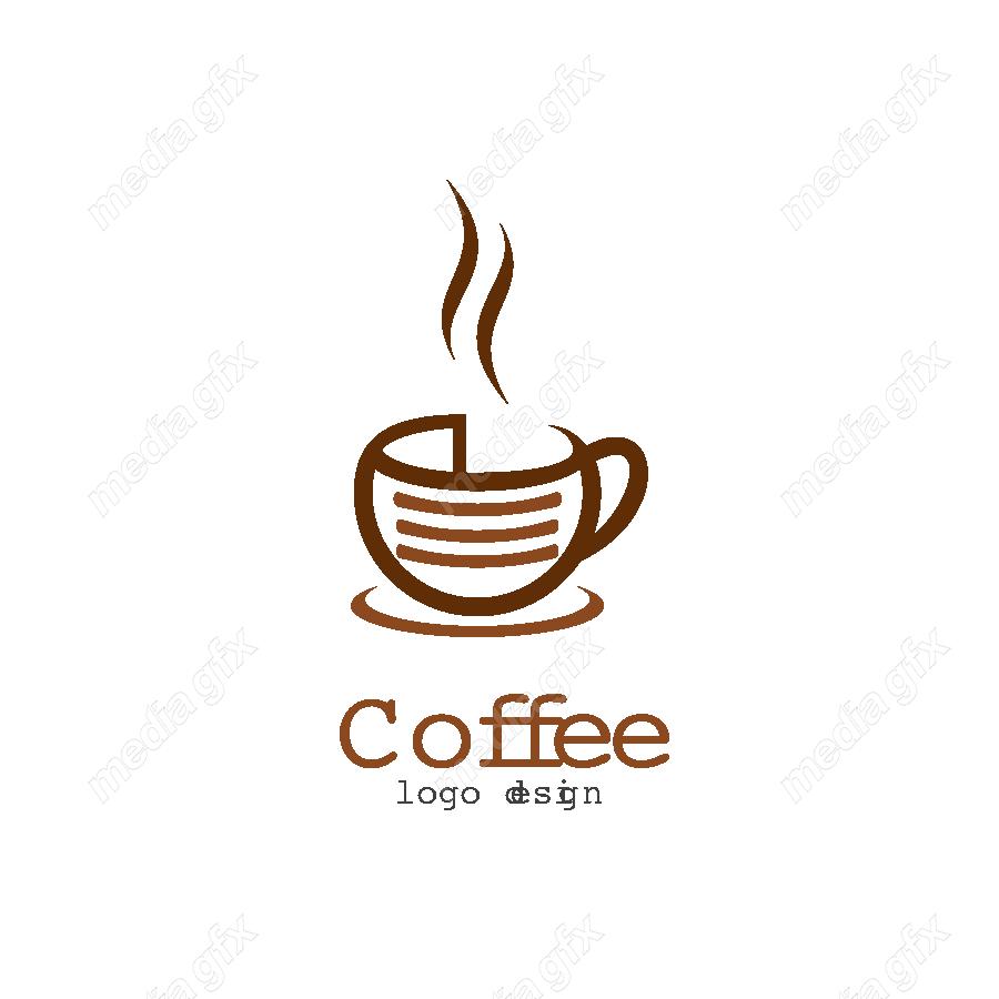 وکتور طرح لوگوی فنجان قهوه و چای و دانه ی قهوه MV001790