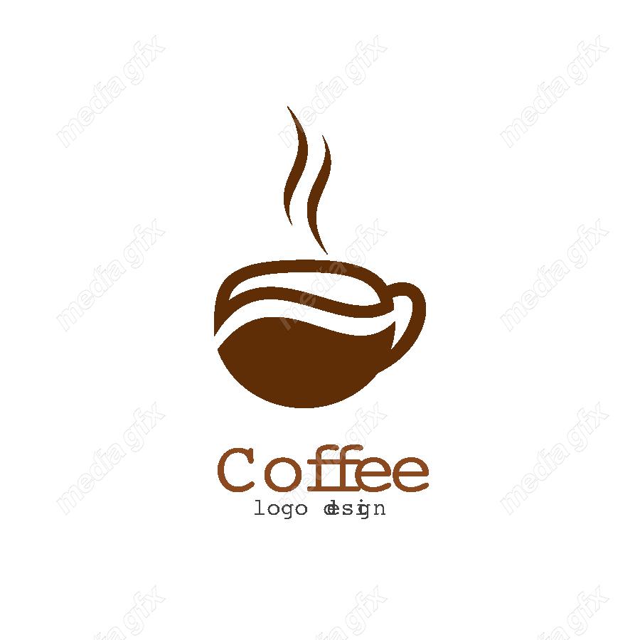 وکتور طرح لوگوی فنجان قهوه و چای و دانه ی قهوه MV001794