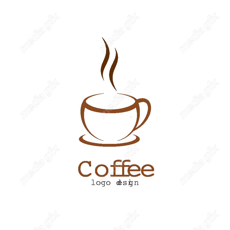 وکتور طرح لوگوی فنجان قهوه و چای و دانه ی قهوه MV001795