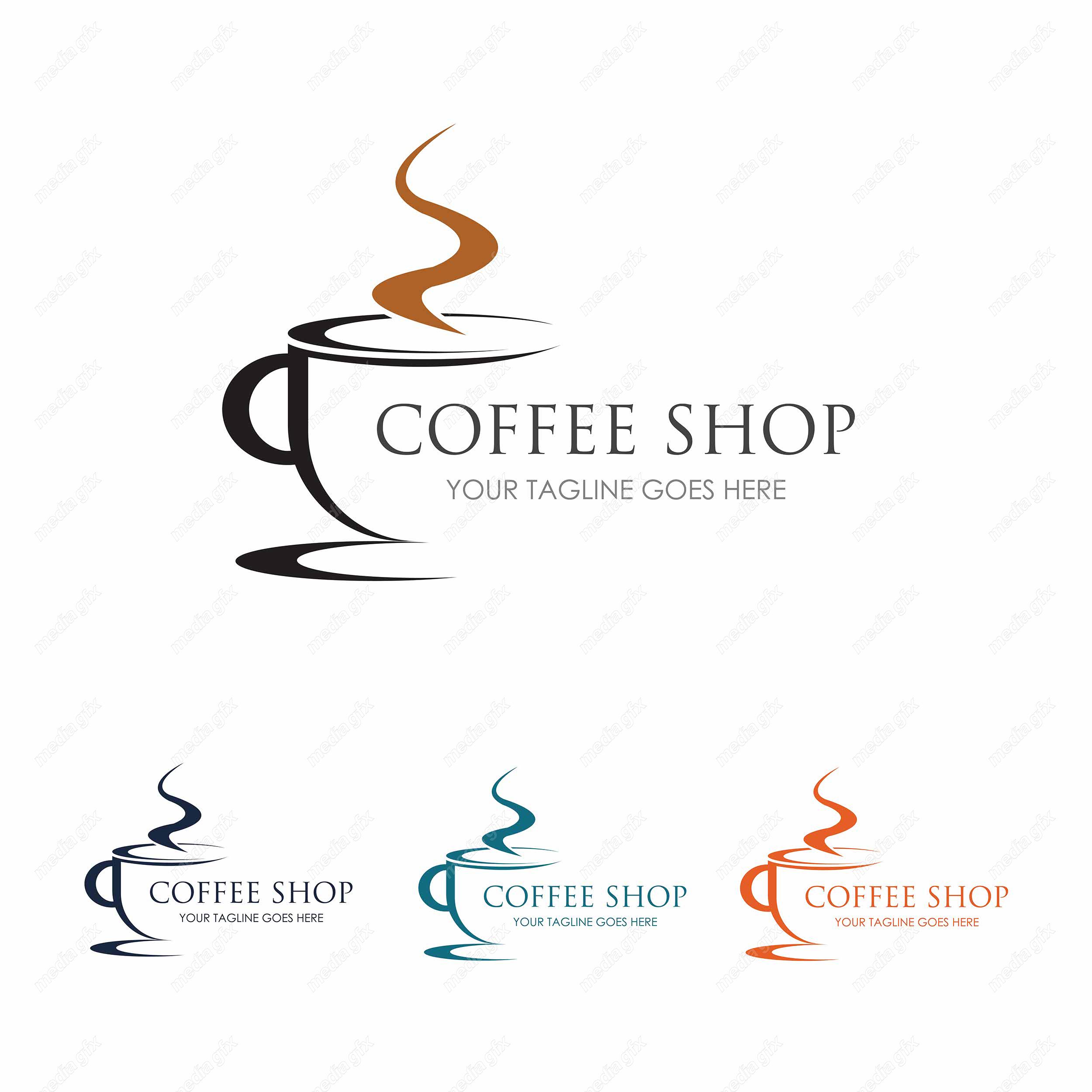 وکتور طرح لوگوی کافی شاپ و فنجان قهوه و چای MV001796