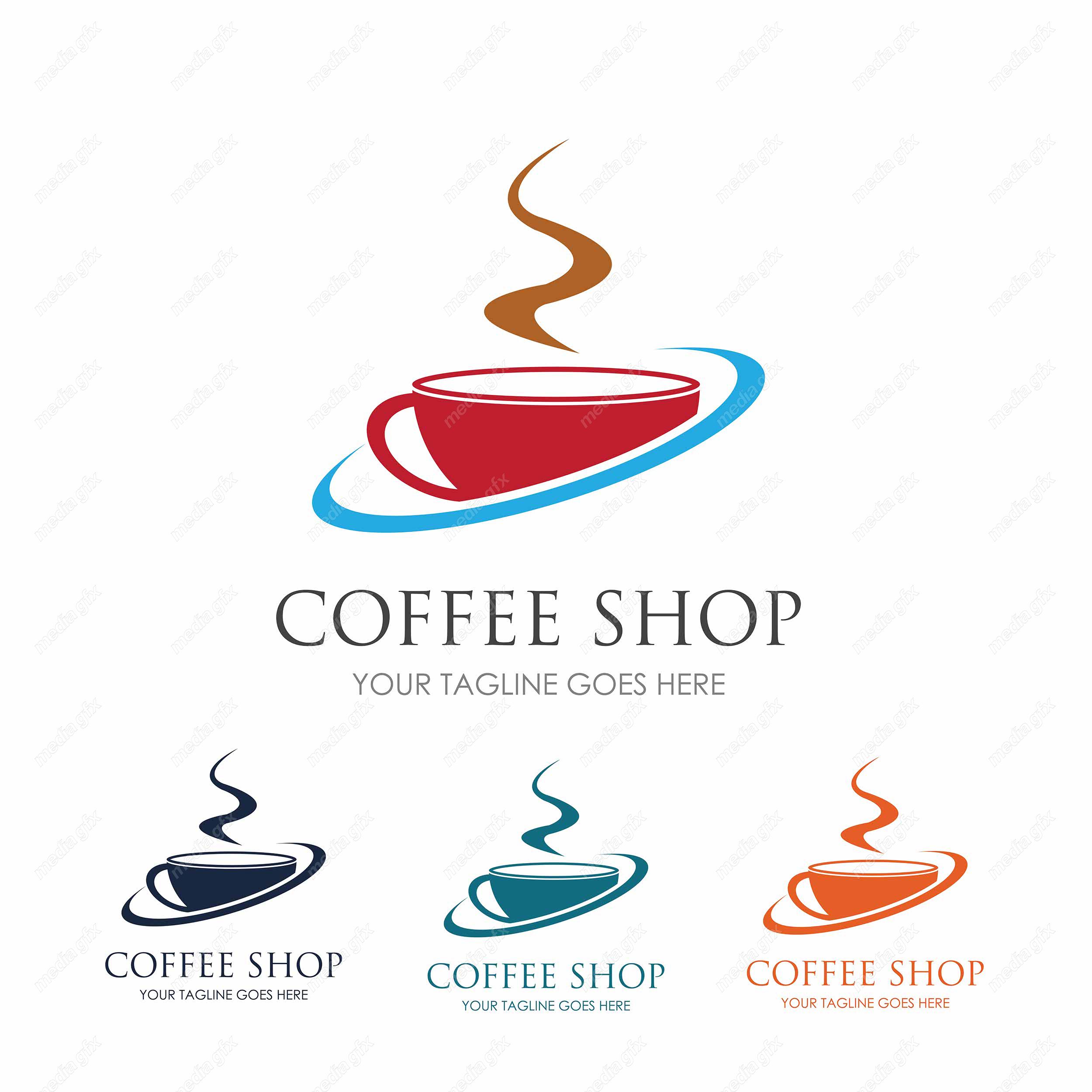 وکتور طرح لوگوی کافی شاپ و فنجان قهوه و چای MV001798