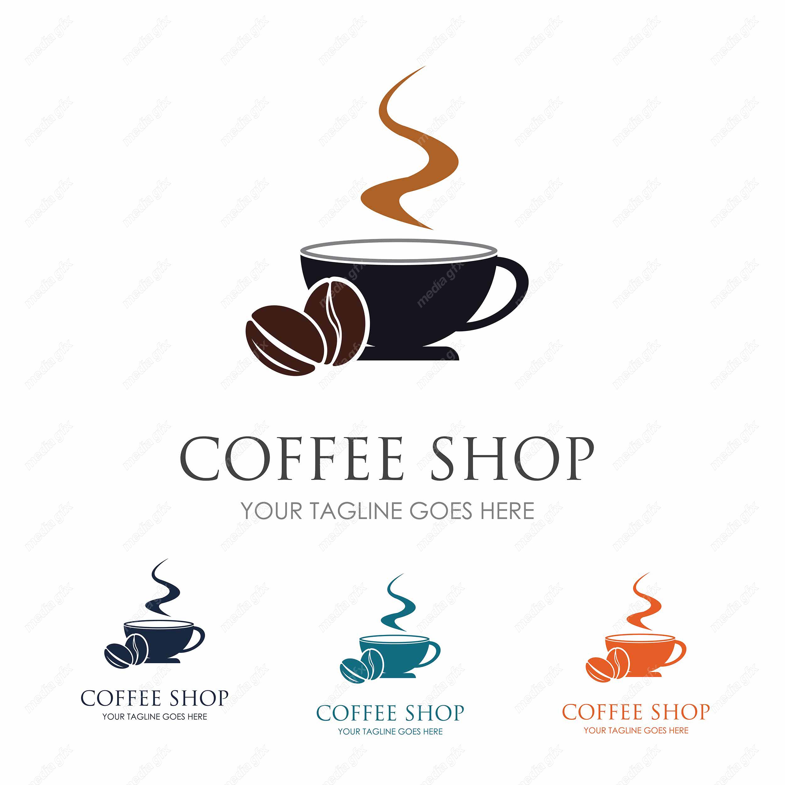 وکتور طرح لوگوی کافی شاپ و فنجان قهوه و چای MV001800