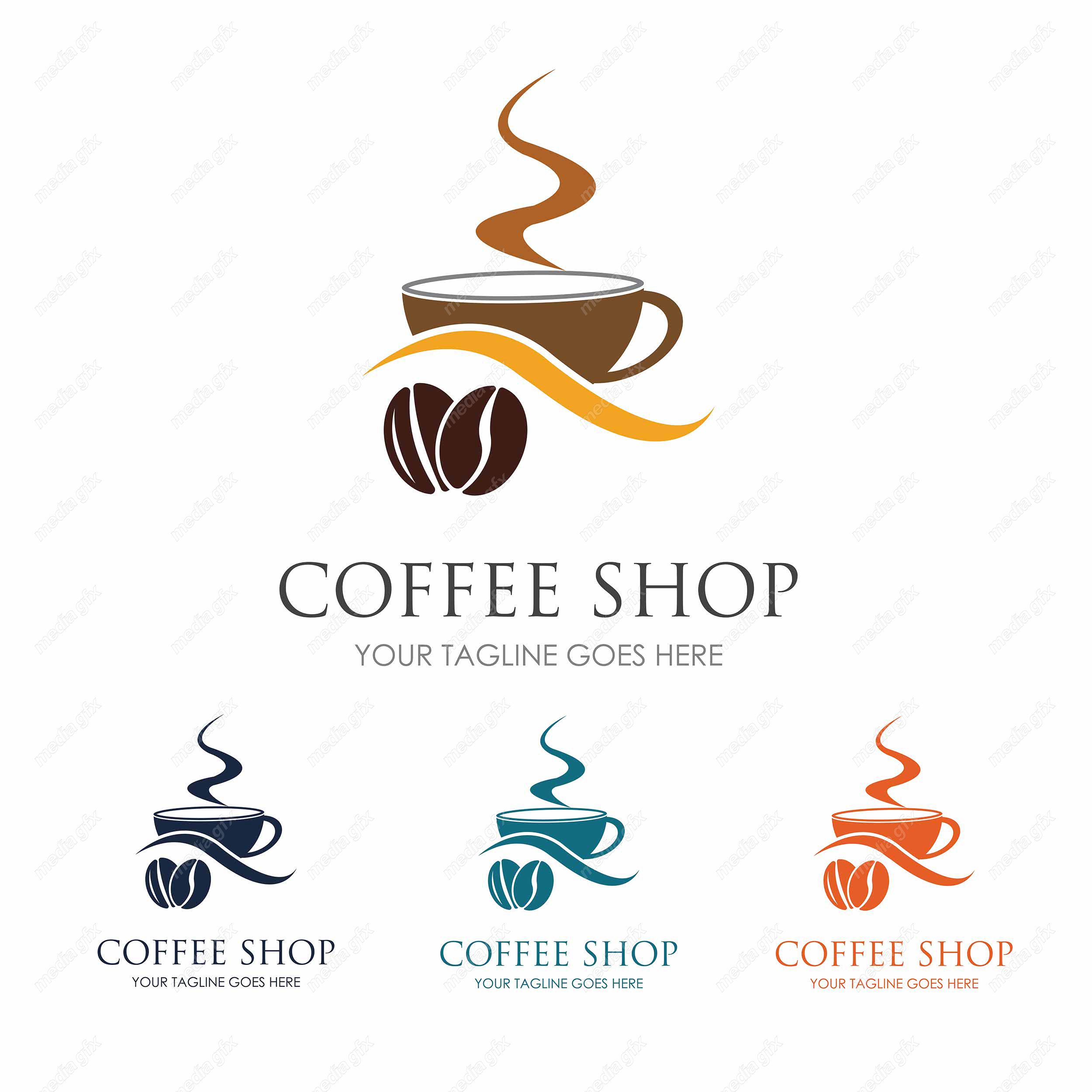 وکتور طرح لوگوی کافی شاپ و فنجان قهوه و چای MV001801