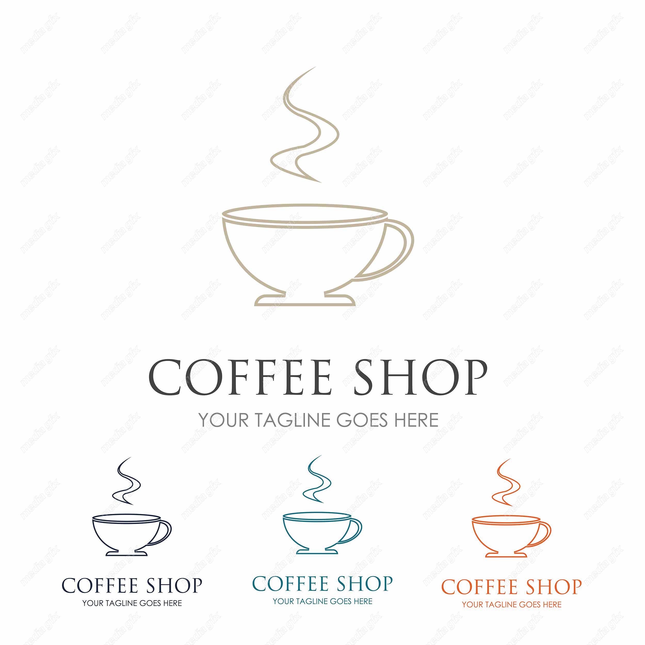 وکتور طرح لوگوی کافی شاپ و فنجان قهوه و چای MV001803