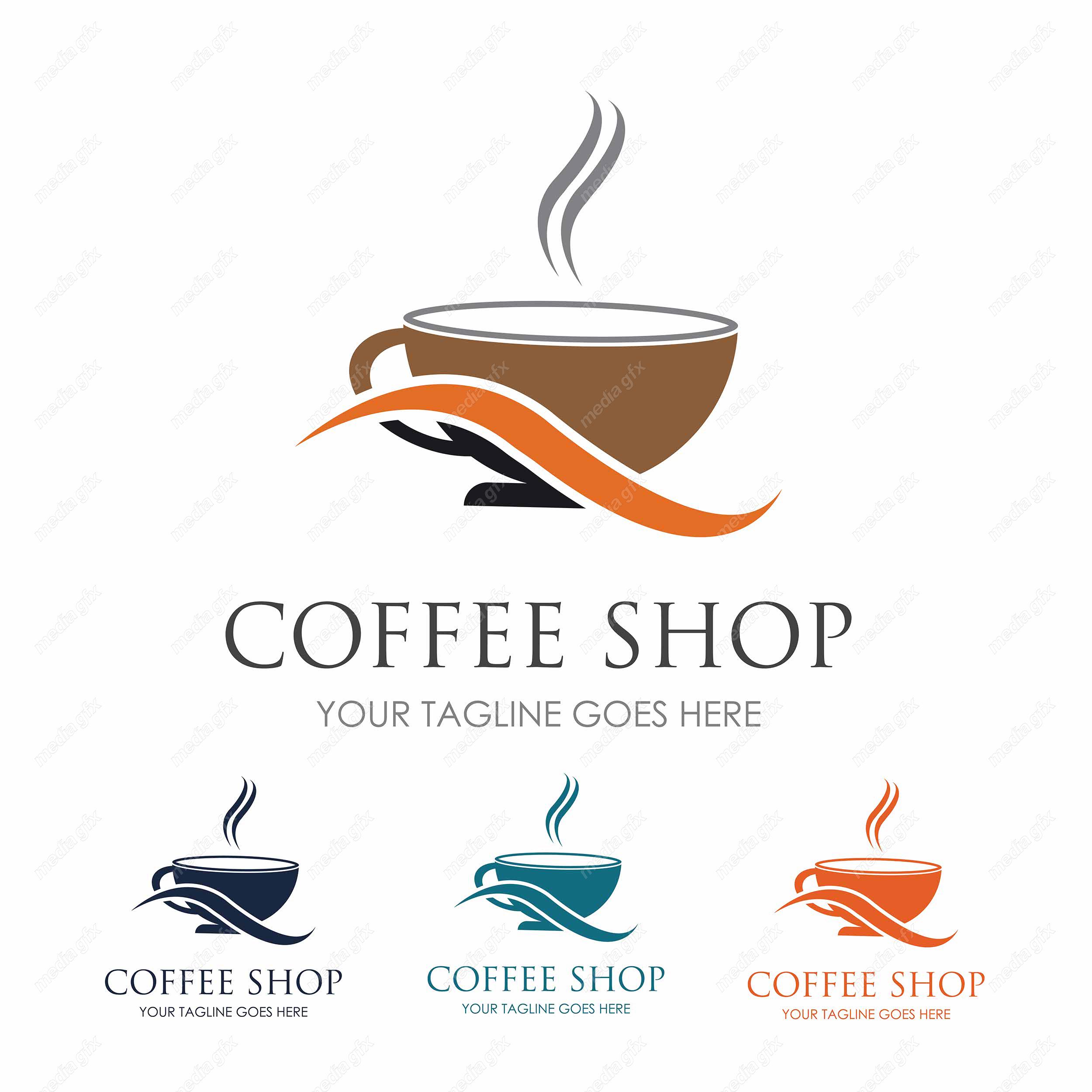 وکتور طرح لوگوی کافی شاپ و فنجان قهوه و چای MV001804