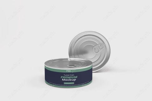 موکاپ تن ماهی پس زمینه سفید لایه باز MP001826