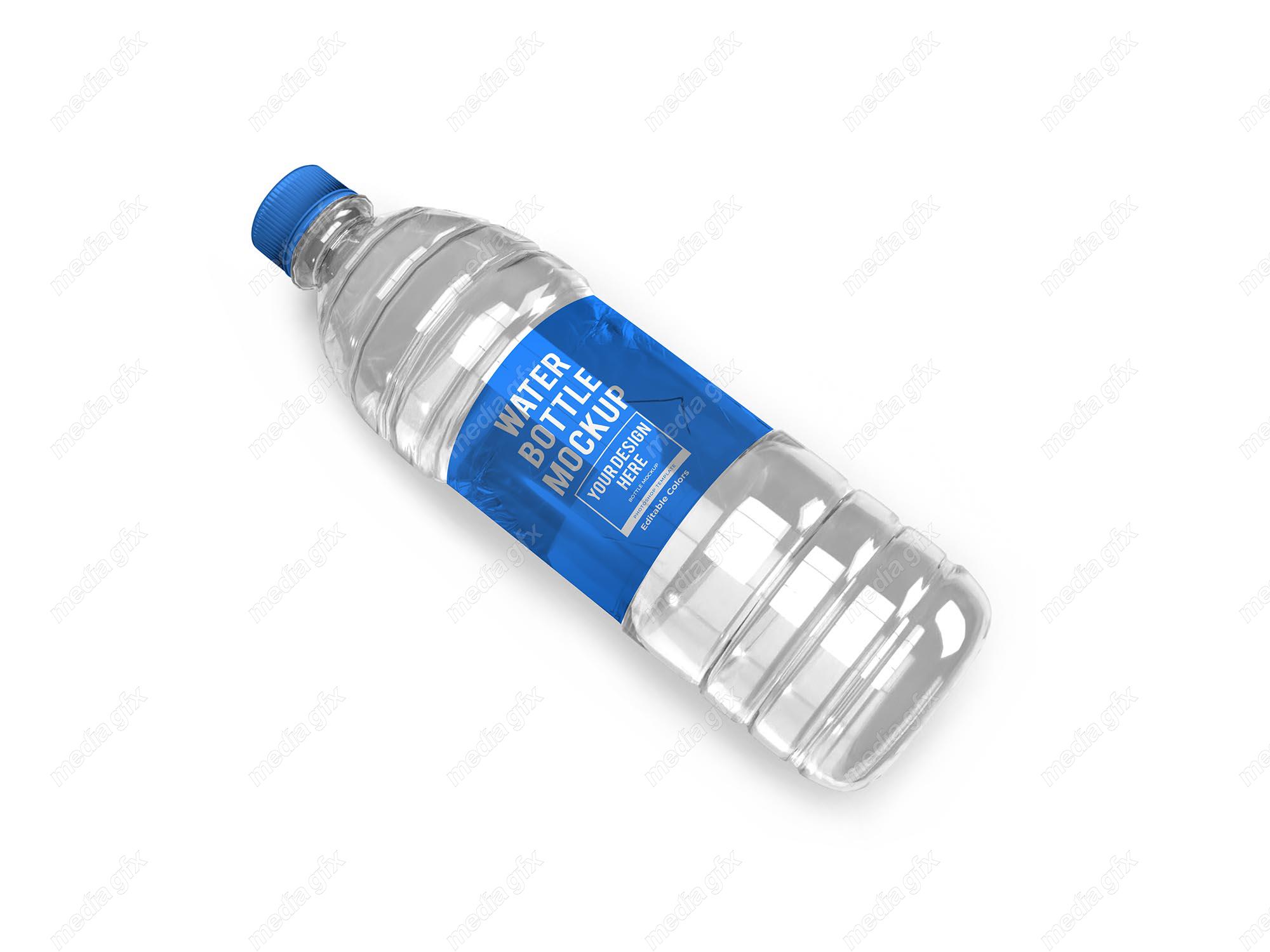 موکاپ بطری آب معدنی کوچک لایه باز پس زمینه سفید MP001833