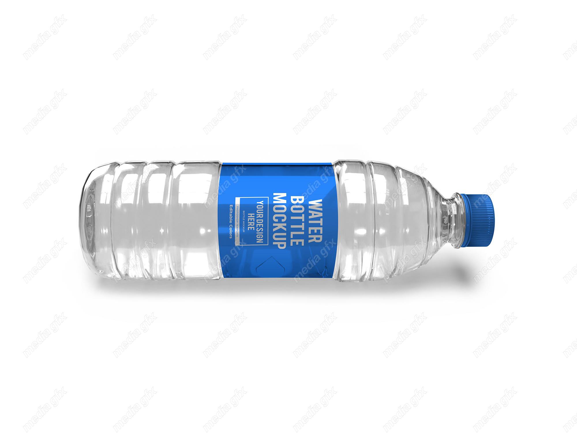 موکاپ بطری آب معدنی کوچک لایه باز پس زمینه سفید MP001835