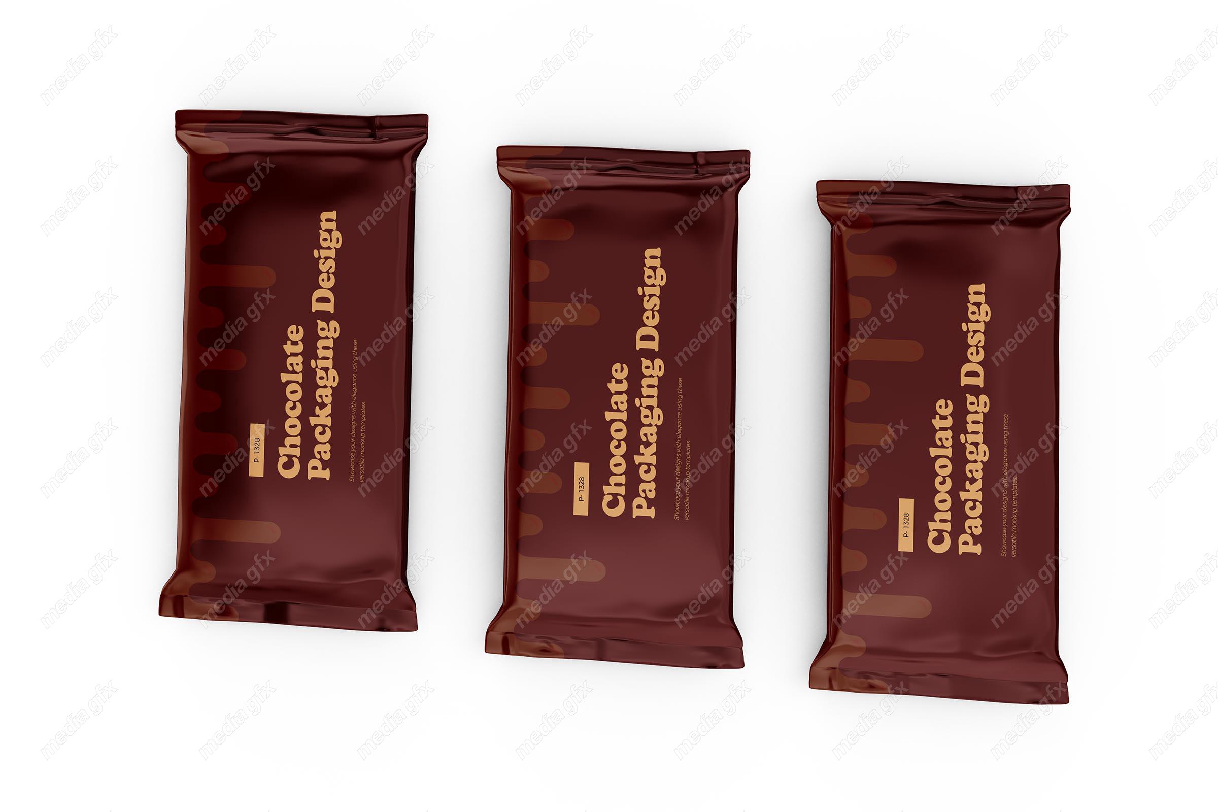 موکاپ بسته بندی شکلات تلخ تخته ای پلاستیکی MP001849