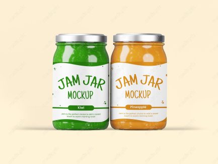 موکاپ شیشه مربا و ترشی شیک و خلاقانه لایه باز MP001863