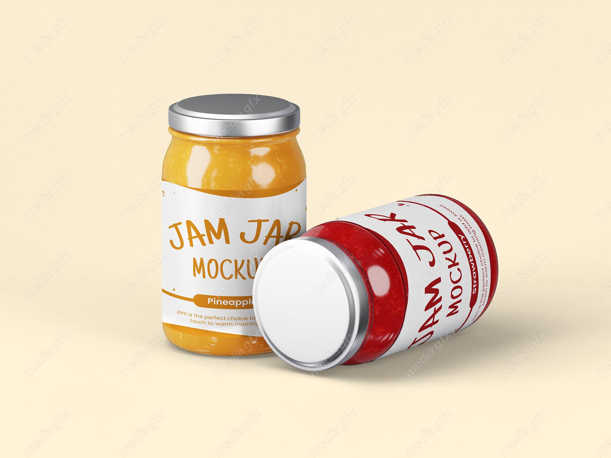 موکاپ شیشه مربا و ترشی شیک و خلاقانه لایه باز MP001866