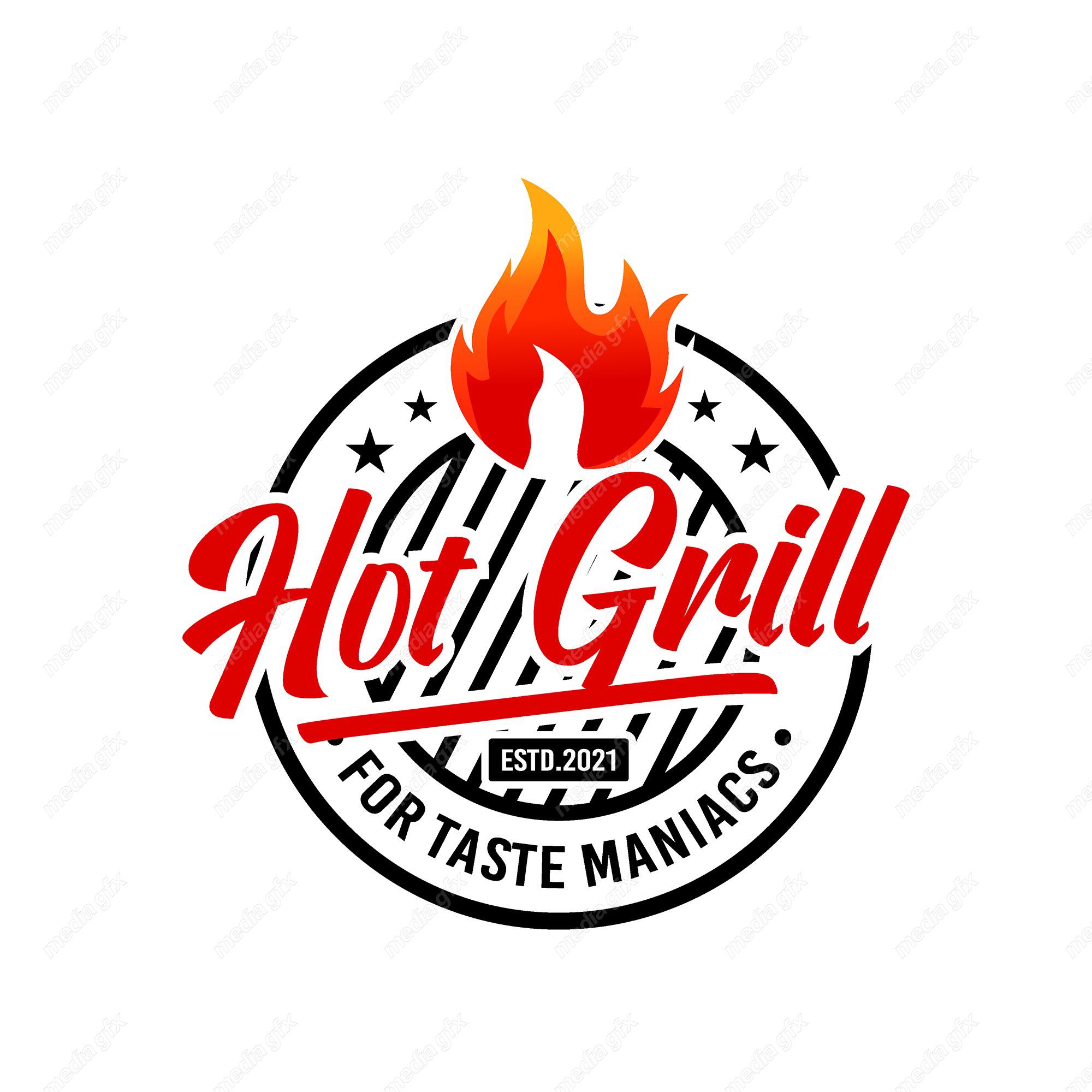 وکتور طرح لوگوی باربیکیو، کبابی، گریل و فست فود MV001871