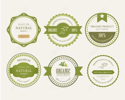وکتور طرح لیبل و برچسب ارگانیک، گیاهی، طبیعی و وگن MV001892