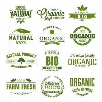وکتور طرح لیبل و برچسب ارگانیک، گیاهی، طبیعی و وگن MV001894