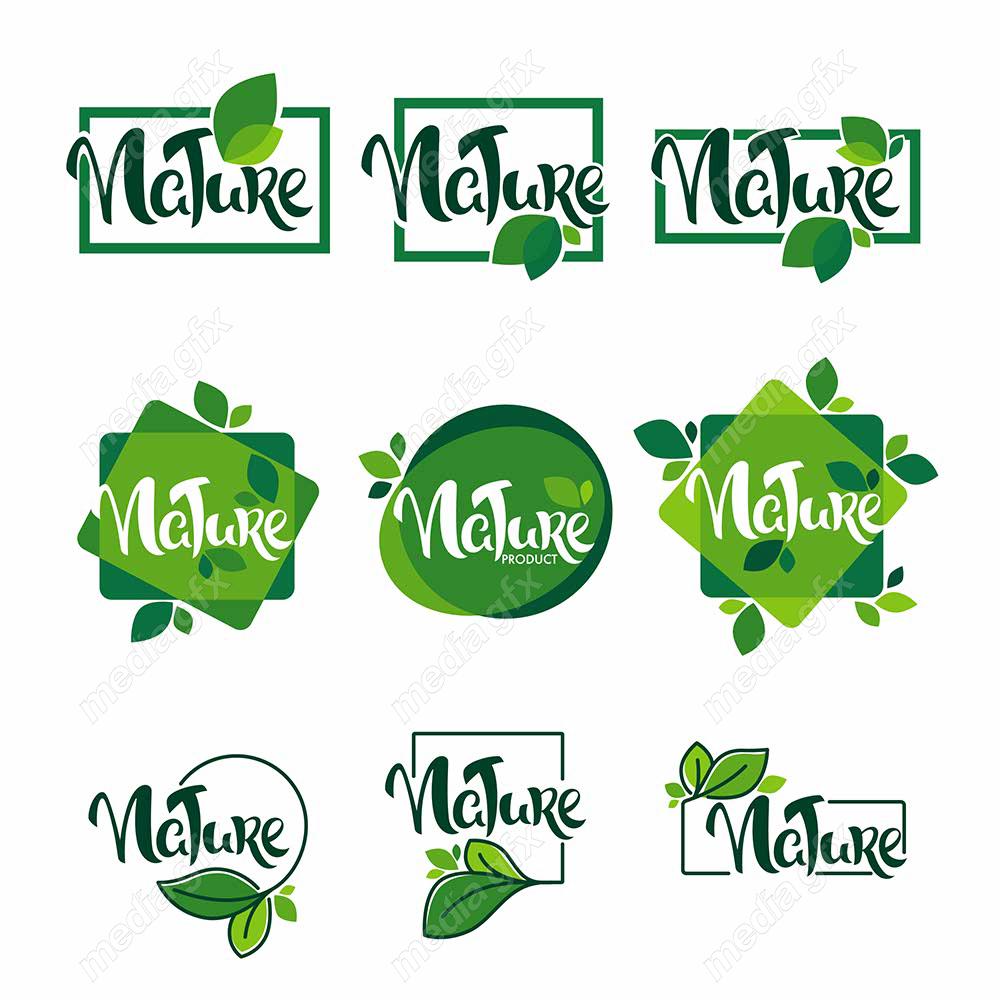 وکتور طرح لیبل و برچسب ارگانیک، گیاهی، طبیعی و وگن MV001895