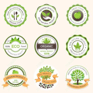 وکتور طرح لیبل و برچسب ارگانیک، گیاهی، طبیعی و وگن MV001897