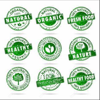 وکتور طرح لیبل و برچسب ارگانیک، گیاهی، طبیعی و وگن MV001898