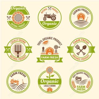 وکتور طرح لیبل و برچسب ارگانیک، گیاهی، طبیعی و وگن MV001900