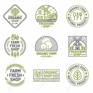 وکتور طرح لیبل و برچسب ارگانیک، گیاهی، طبیعی و وگن MV001903