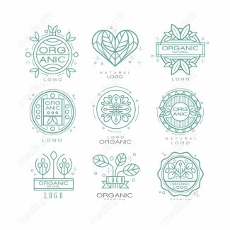 وکتور طرح لیبل و برچسب ارگانیک، گیاهی، طبیعی و وگن MV001904