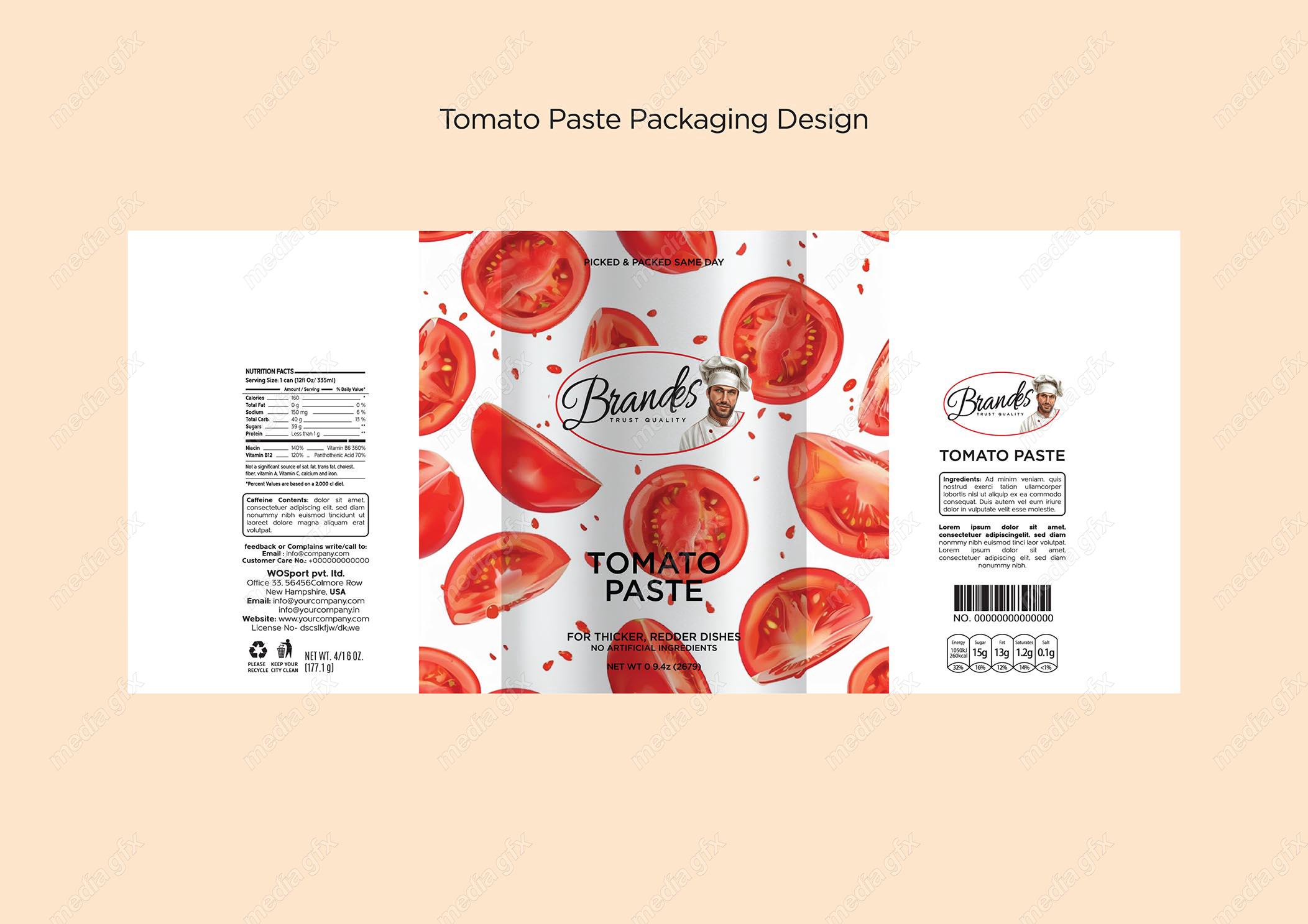وکتور طرح لایه باز لیبل کنسرو رب گوجه فرنگی MV001921