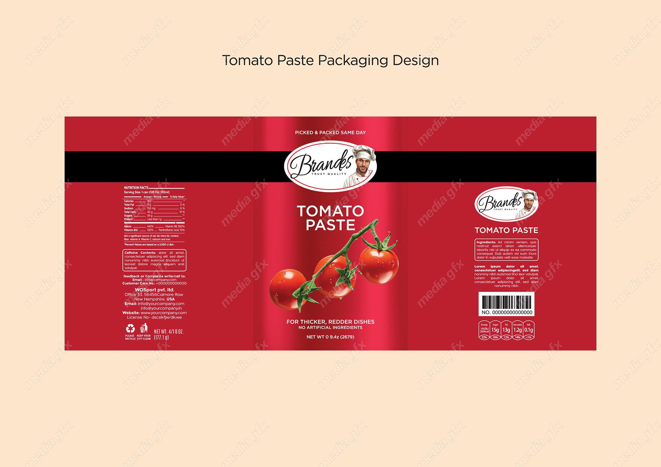 وکتور طرح لایه باز لیبل کنسرو رب گوجه فرنگی MV001926