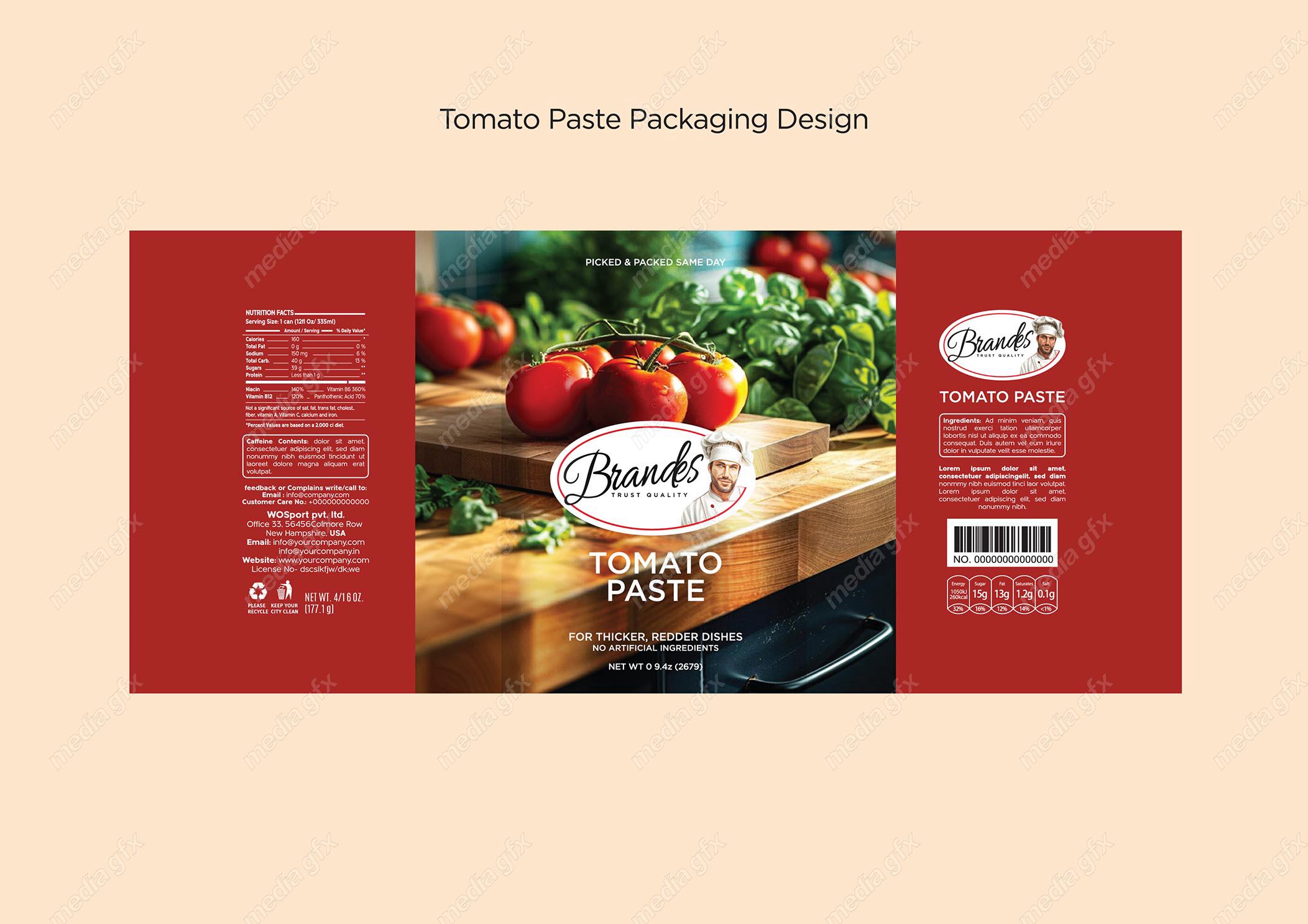 وکتور طرح لایه باز لیبل کنسرو رب گوجه فرنگی MV001929