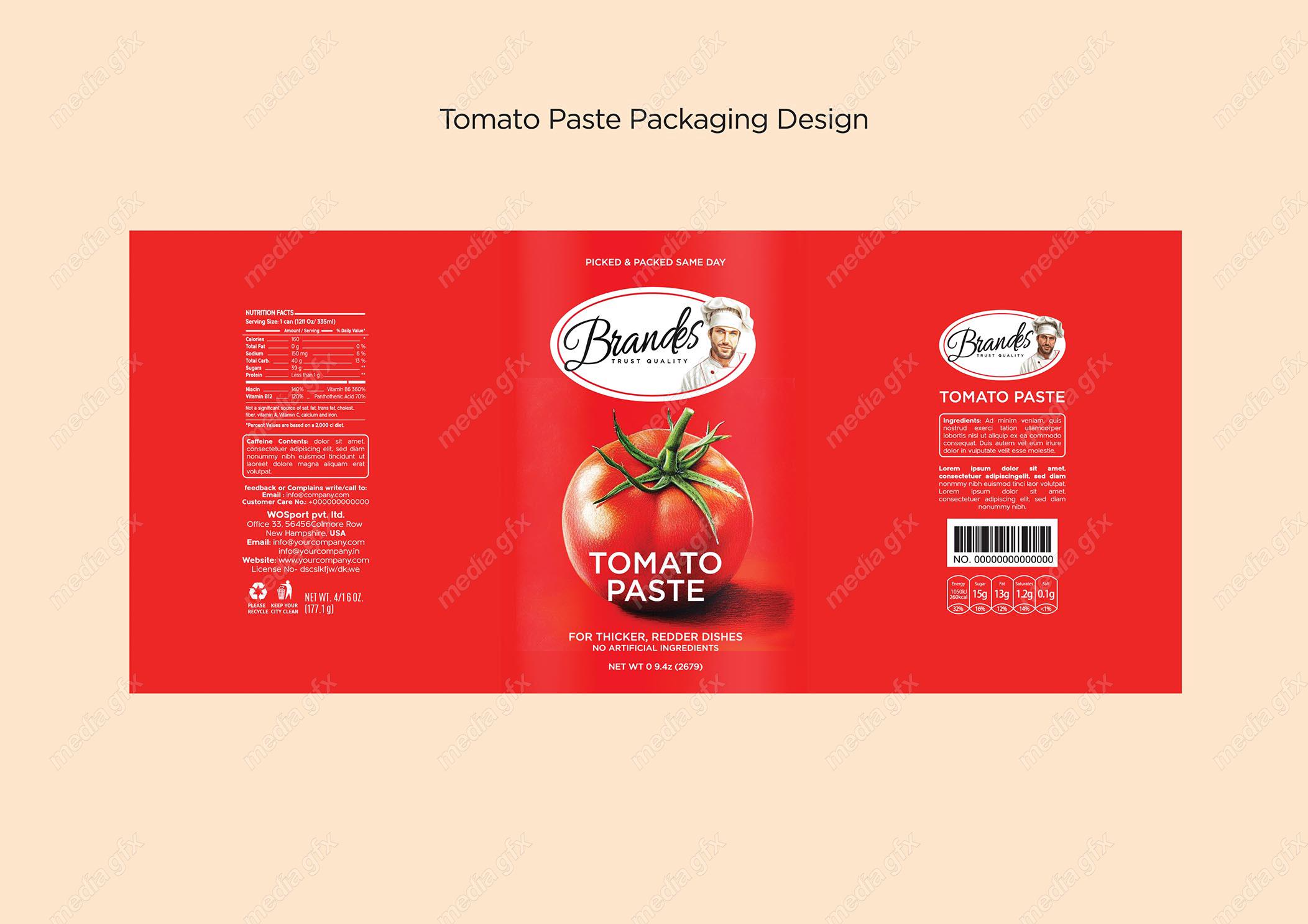 وکتور طرح لایه باز لیبل کنسرو رب گوجه فرنگی MV001930