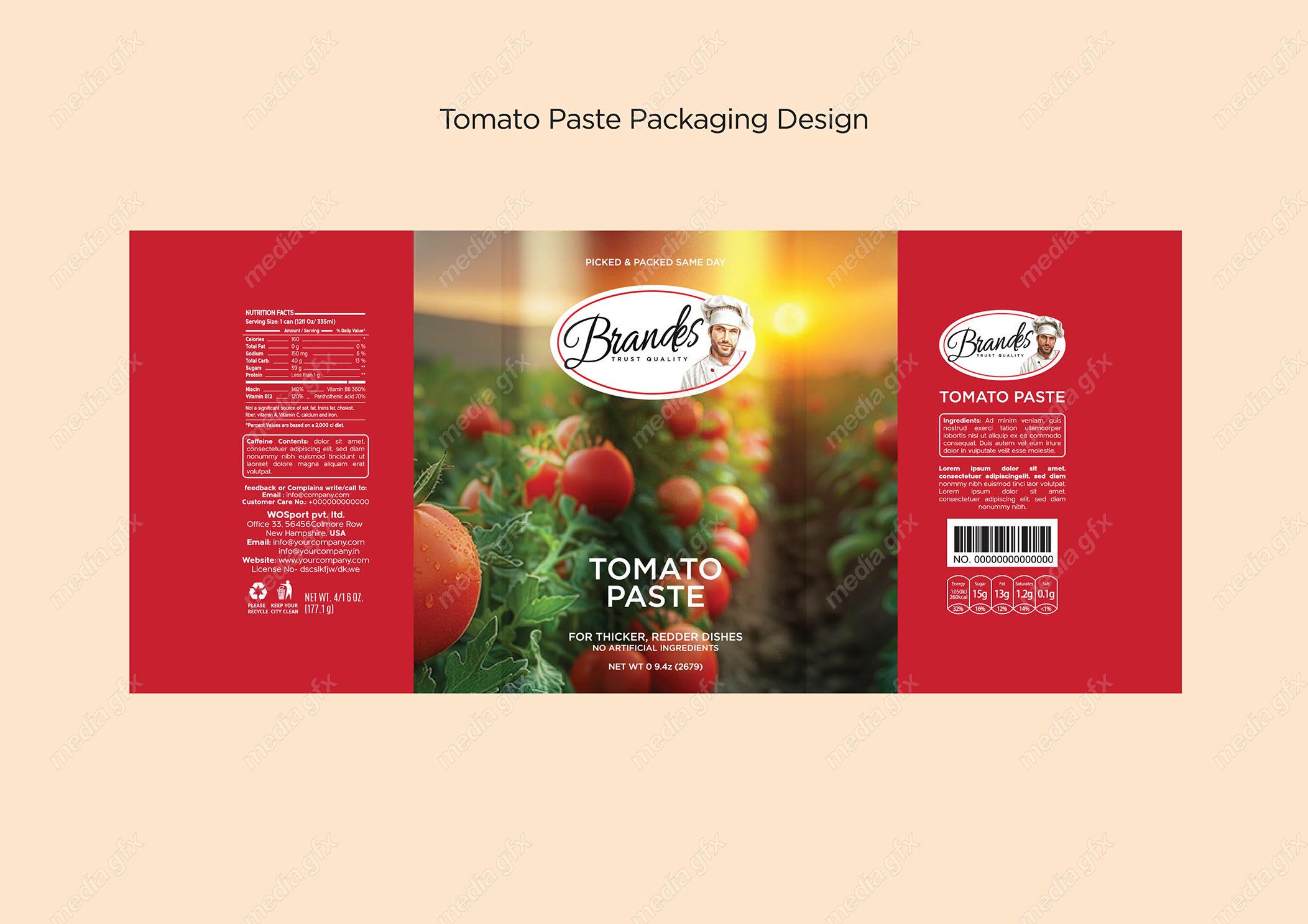 وکتور طرح لایه باز لیبل کنسرو رب گوجه فرنگی MV001931