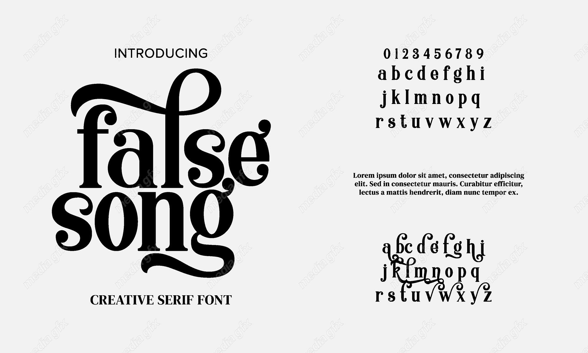 تایپ فیس  فونت سریف False Song برای ایلاستریتور MV000617