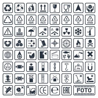 وکتور علائم و نماد حمل و نقل، نگهداری، دفع و بازیافت محصول MV000687