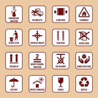 وکتور علائم و نماد حمل و نقل، نگهداری، دفع و بازیافت محصول MV000689